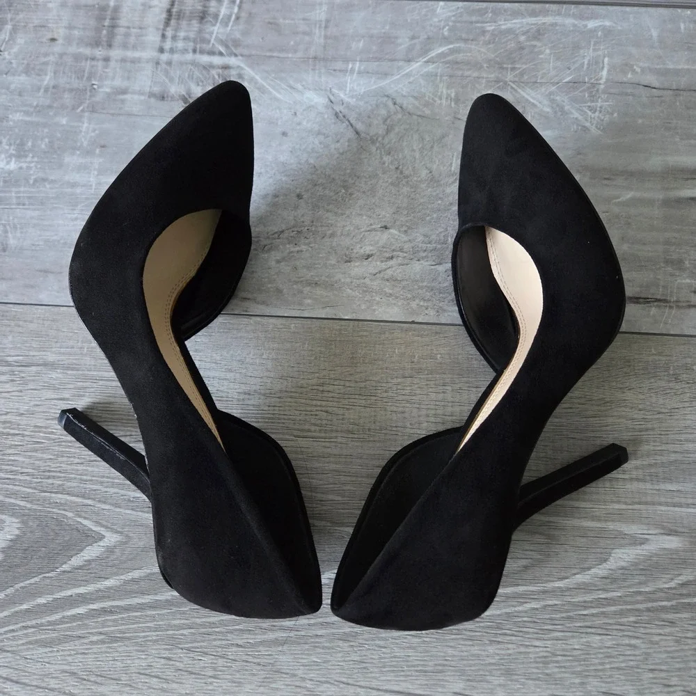 Jessica Simpson Joni Black Faux Suede d'Orsay Stiletto Pumps Womens 8.5